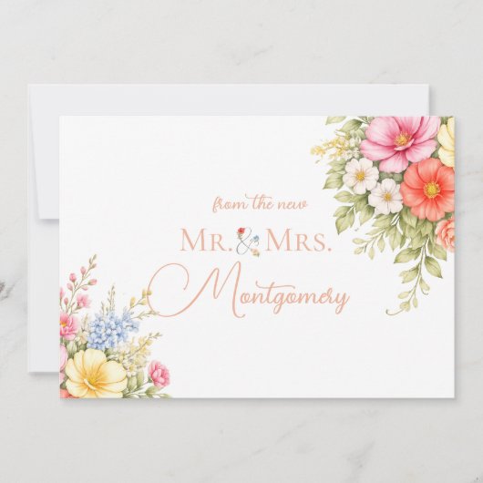 Watercolor Garden Flower Envelope, Botanic Florals Dankeskarte (Vorderseite)