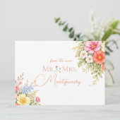 Watercolor Garden Flower Envelope, Botanic Florals Dankeskarte (Stehend Vorderseite)