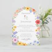 Watercolor Garden Flower Wedding Invitation Einladung (Stehend Vorderseite)
