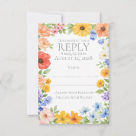 Watercolor Garden Flower Wedding Invitation RSVP Karte