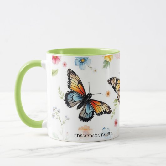Watercolor garden flowers pattern family name tasse (Links)