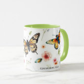 Watercolor garden flowers pattern family name tasse (VorderseiteRechts)