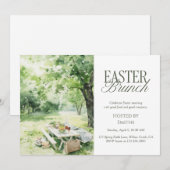 Watercolor Garden Picnic Easter Brunch Elegant Einladung (Vorne/Hinten)