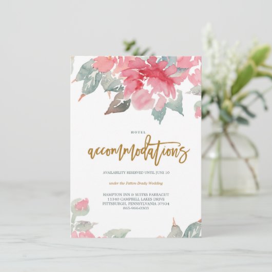 WATERCOLOR GARDEN WEDD Hotelkarte Begleitkarte (Stehend Vorderseite)