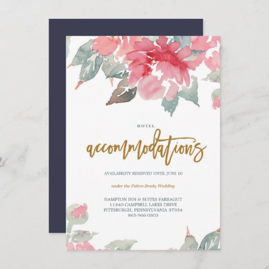 WATERCOLOR GARDEN WEDD Hotelkarte Begleitkarte (Vorne/Hinten)