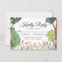 Watercolor Garden Wedding RSVP Card
