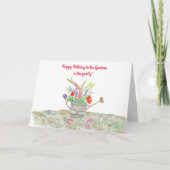Watercolor Gardener Birthday Karte (Vorderseite)