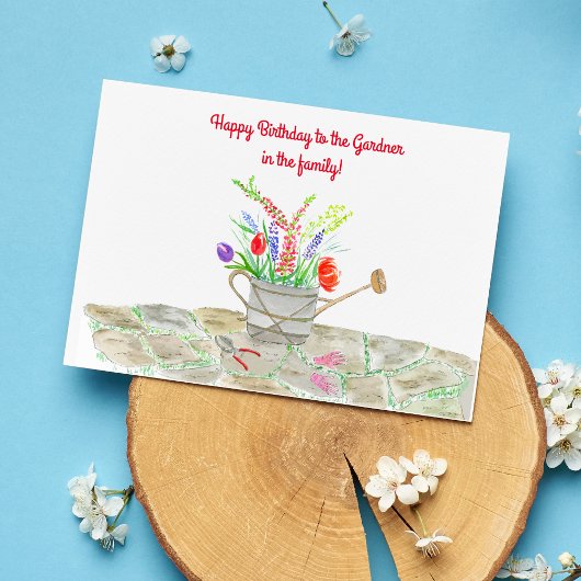 Watercolor Gardener Birthday Karte