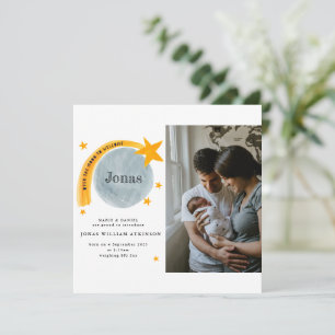 Watercolor Geburtshinweis Star Moon Babykarte Ankündigung