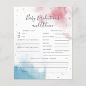Watercolor Gender Reveal Baby Predictions Game (Vorderseite)