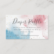 Watercolor Gender Reveal Diaper Raffle Ticket