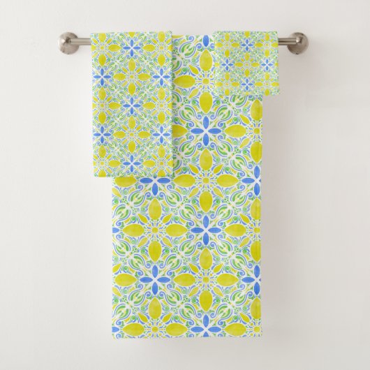 Watercolor Geo _ Citrus Badhandtuch Set (Insitu)
