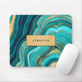 Watercolor Geode Green Agate Malachite Mousepad (Mit Mouse)