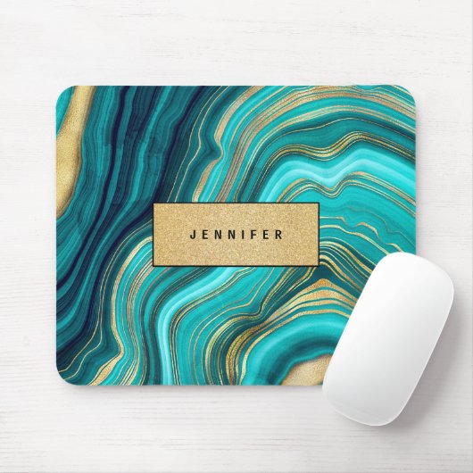 Watercolor Geode Green Agate Malachite Mousepad (Mit Mouse)