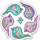 WaterColor Geometric Birds Aufkleber (Vorderseite)