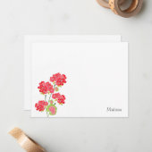 Watercolor Geraniums Stems Mitteilungskarte (Vorderseite/Rückseite Beispiel)