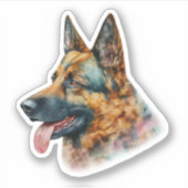 Watercolor German Shepherd Aufkleber (Vorderseite)