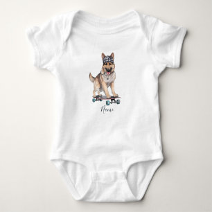 Watercolor German Shepherd Baby Bodysuit Baby Strampler