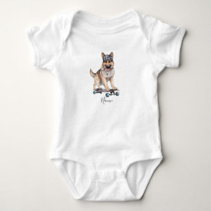 Watercolor German Shepherd Baby Bodysuit Strampler