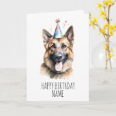 Watercolor German Shepherd Birthday Card Karte (Gelbe Blume)
