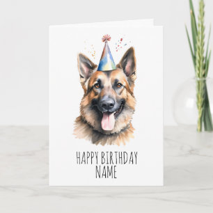Watercolor German Shepherd Birthday Card Karte
