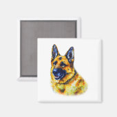 Watercolor German Shepherd Magnet (Vorderseite/Rückseite)