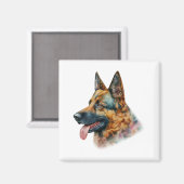 Watercolor German Shepherd Magnet (Vorderseite/Rückseite)