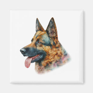Watercolor German Shepherd Magnet