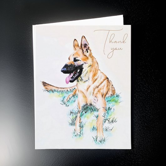 Watercolor German Shepherd Malinois Dog Portrait Dankeskarte