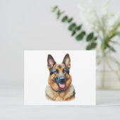 Watercolor German Shepherd Postkarte (Stehend Vorderseite)