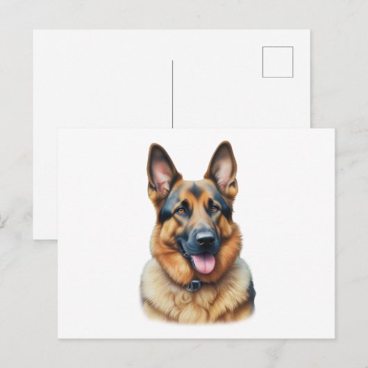 Watercolor German Shepherd Postkarte (Vorne/Hinten)