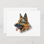 Watercolor German Shepherd Postkarte (Vorne/Hinten)
