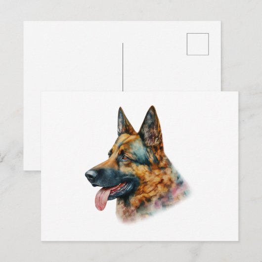 Watercolor German Shepherd Postkarte (Vorne/Hinten)