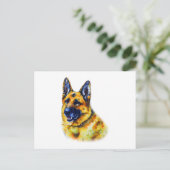 Watercolor German Shepherd Postkarte (Stehend Vorderseite)