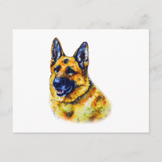 Watercolor German Shepherd Postkarte (Vorderseite)