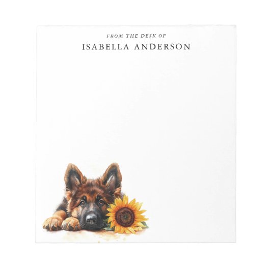 Watercolor German Shepherd Puppy From The Desk Of Notizblock (Vorderseite)