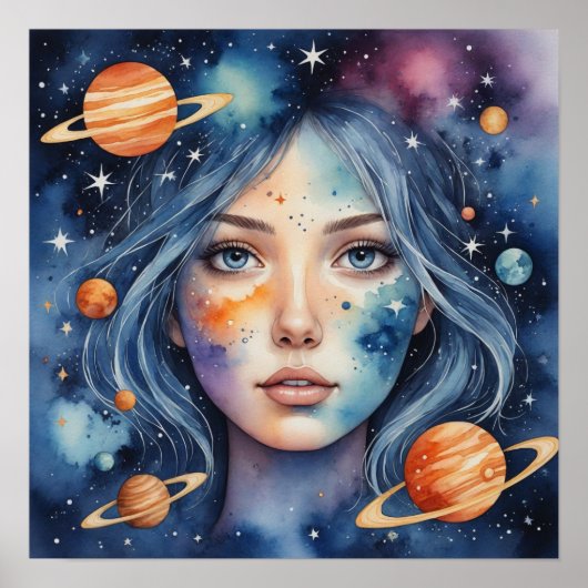 Watercolor-Gesichtsmalerei Poster (Vorne)