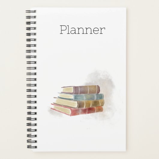 Watercolor-Gestapelte Bücher Planer (Vorderseite)