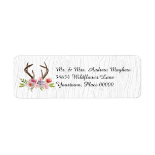 Watercolor-Geweih-Wildblumen-Imitat Bois Adresse