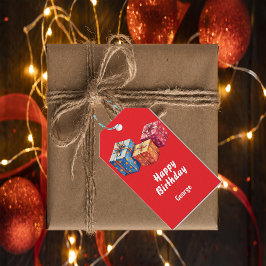 Watercolor Gift Boxes Birthday Tag Design Geschenkanhänger