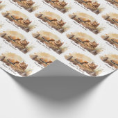 Watercolor Ginger Cat Birthday Geschenkpapier (Ecke)