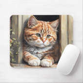 Watercolor Ginger Cat Mousepad (Mit Mouse)