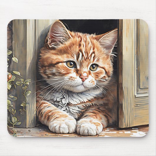 Watercolor Ginger Cat Mousepad (Vorne)