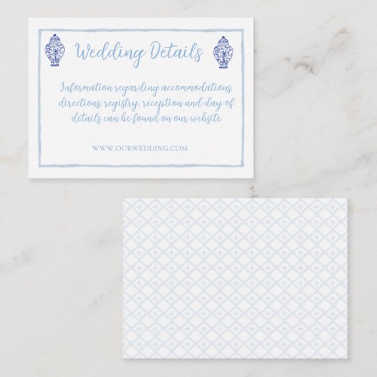 Watercolor Ginger Jar Monogram Wappen, Chinoiserie Begleitkarte (Vorne/Hinten)