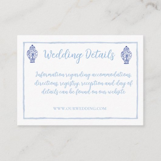 Watercolor Ginger Jar Monogram Wappen, Chinoiserie Begleitkarte (Vorderseite)