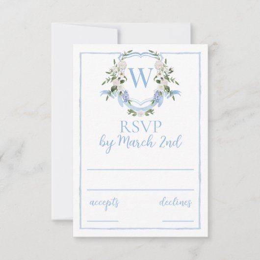 Watercolor Ginger Jar Monogram Wappen, Chinoiserie RSVP Karte (Vorderseite)