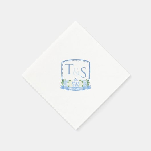 Watercolor Ginger Jar Monogram Wedding Wappen Serviette (Ecke)