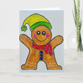 Watercolor Gingerbread Man Blank Greeting Karte