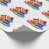 Watercolor Gingerbrett Weihnachtsgebäck im Haus Geschenkpapier (Ecke)