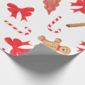 Watercolor Gingerbrot Candy Cane Weihnachten Geschenkpapier (Ecke)